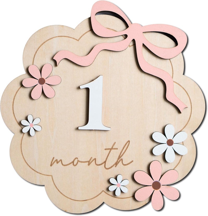 HONOCOOLS Store Baby Monthly Milestone Sign,1-12 Monthly Baby Milestone, Month Milestone Baby Girl, Baby Months Milestone, Newborn Photography Props Double-Sided (B11) - Image 1